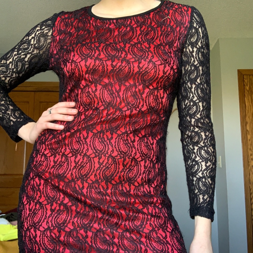 Lacey body-con mini dress
